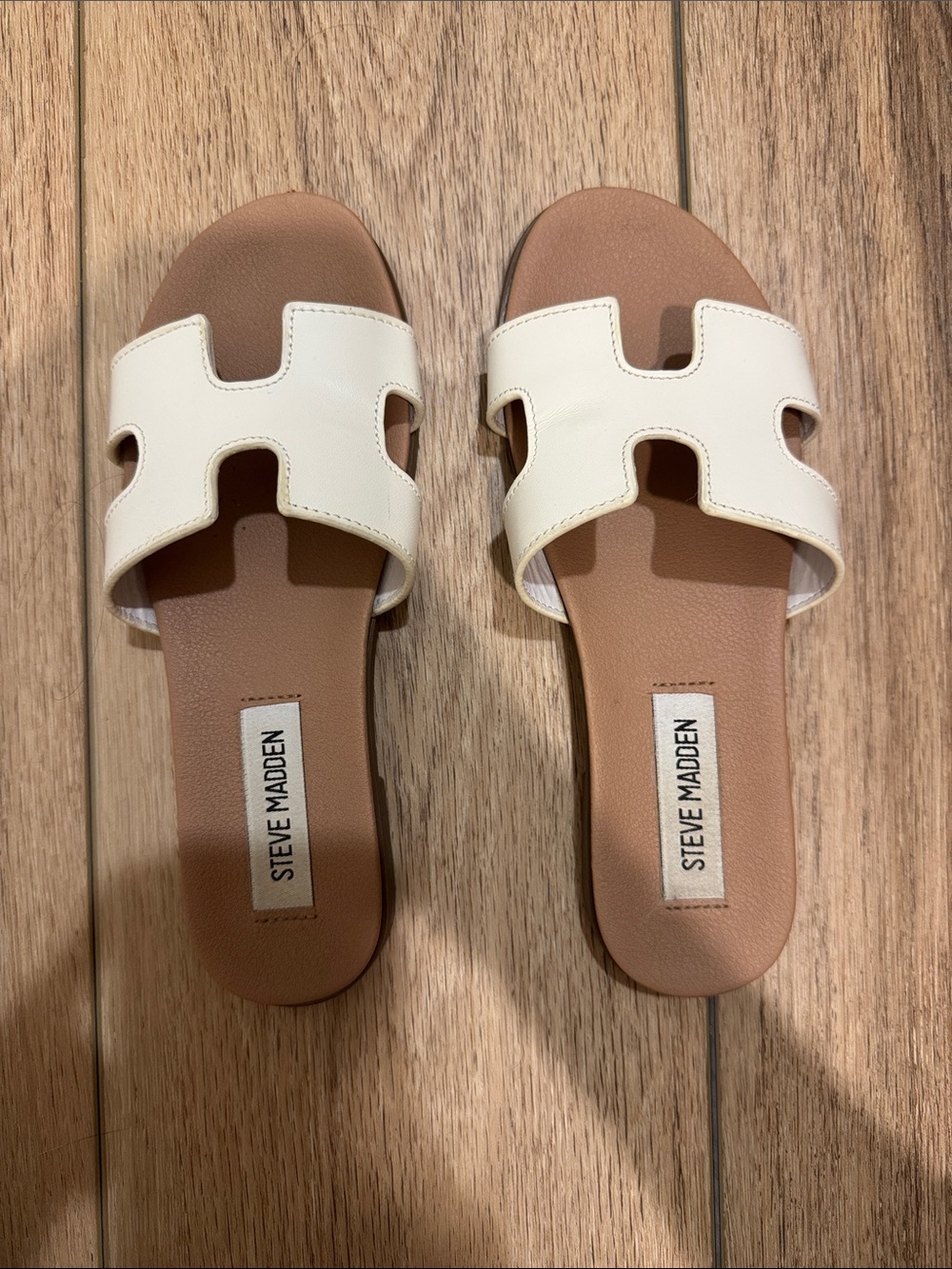 Steve Madden White Cutout Slide Sandals